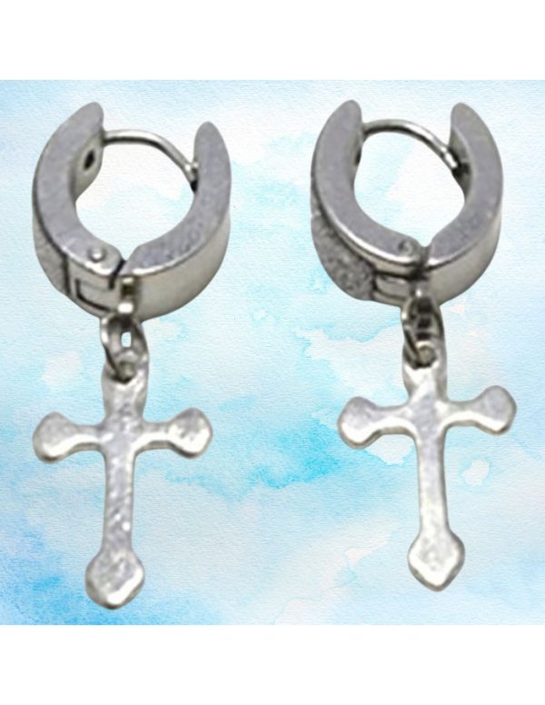 Pendientes argolla con cruz 1 Pendientes argolla con cruz