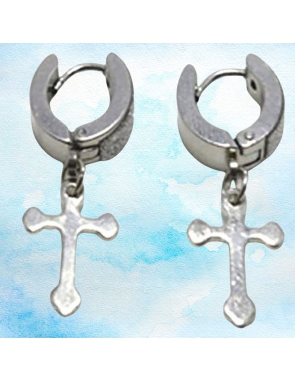 Pendientes argolla con cruz