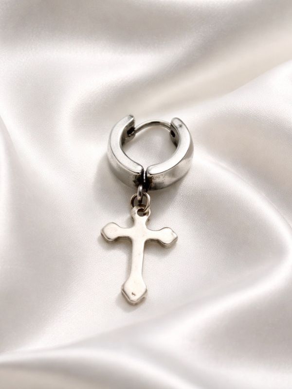 Pendientes Poder Argolla Acero 316L Cruz