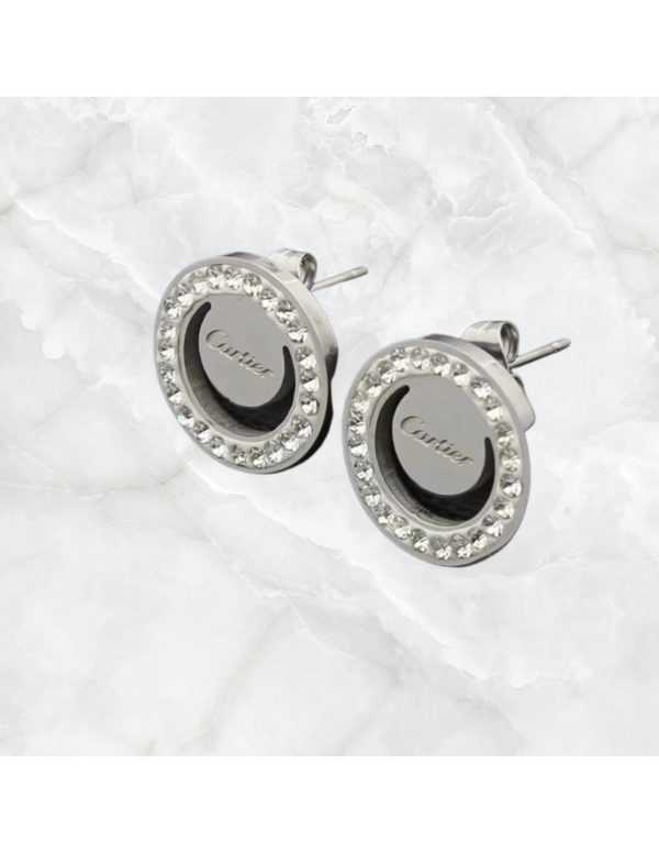 Pendientes acero Cartier con circonitas 1 Pendientes acero Cartier con circonitas