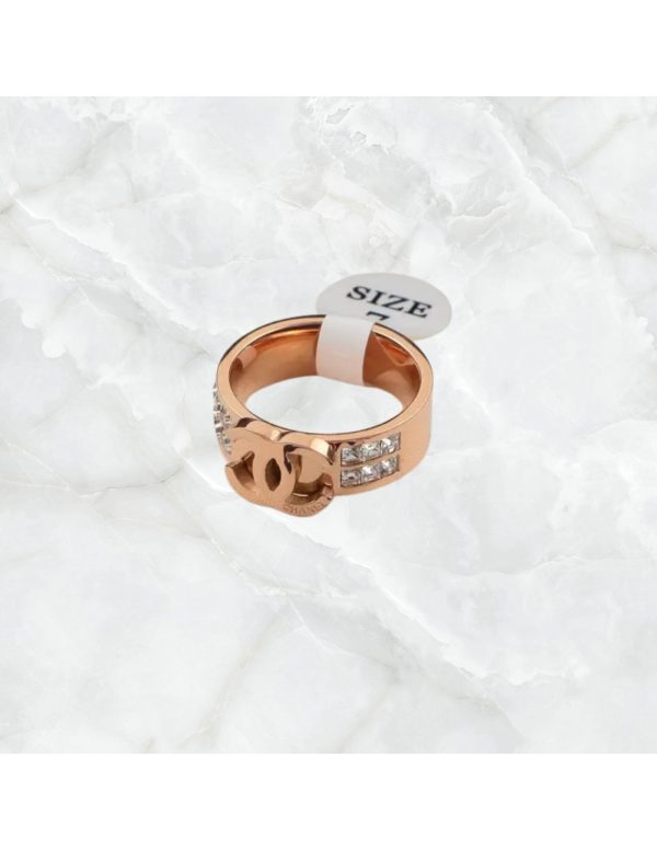 Anillos acero con piedras y logo Chanel