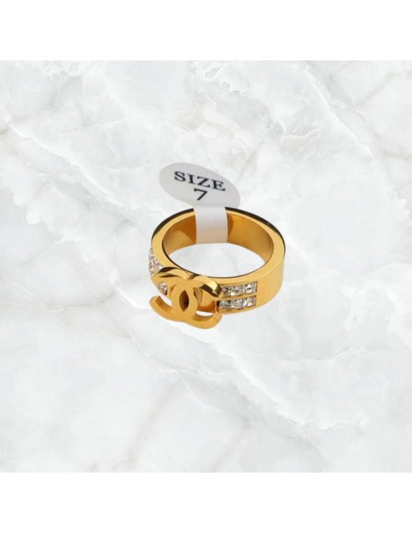 Anillos acero con piedras y logo Chanel