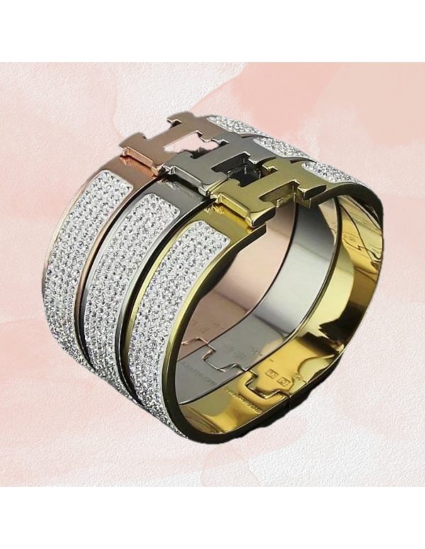 Brazalete estilo Hermes con brillantes