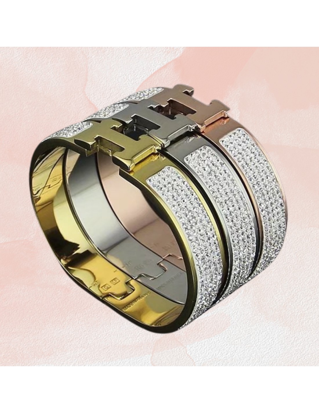 Brazalete estilo Hermès con brillantes