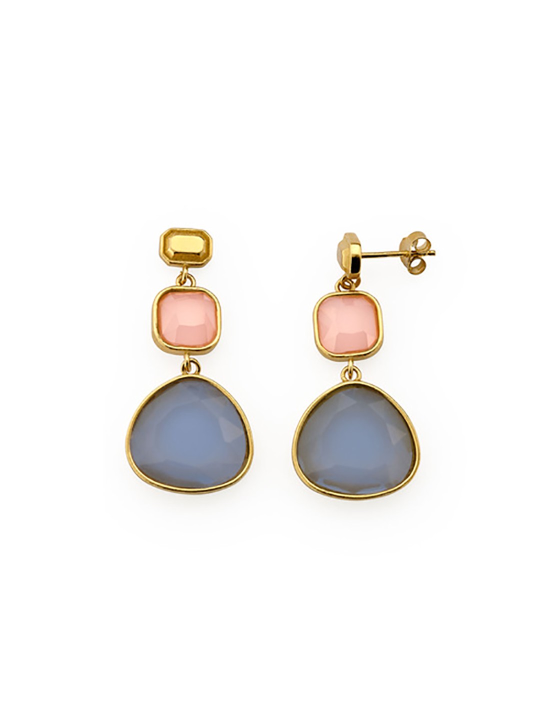 Pendientes piedras bicolor