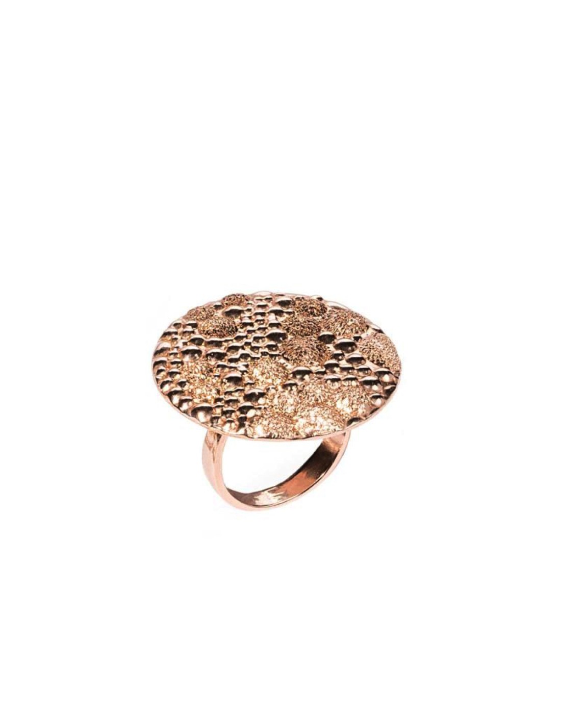 Sortija meteorito plata y oro rosa