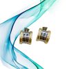 Pendientes curvos bicolor diseño italiano 2 Pendientes curvos bicolor Estilo Bvlgari
