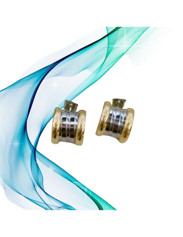 Pendientes curvos bicolor diseño italiano 1 Pendientes curvos bicolor Estilo Bvlgari