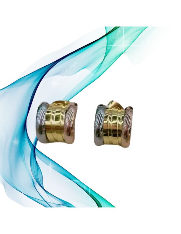 Pendientes curvos tricolor diseño italiano 1 Pendientes curvos tricolor estilo Bvlgari