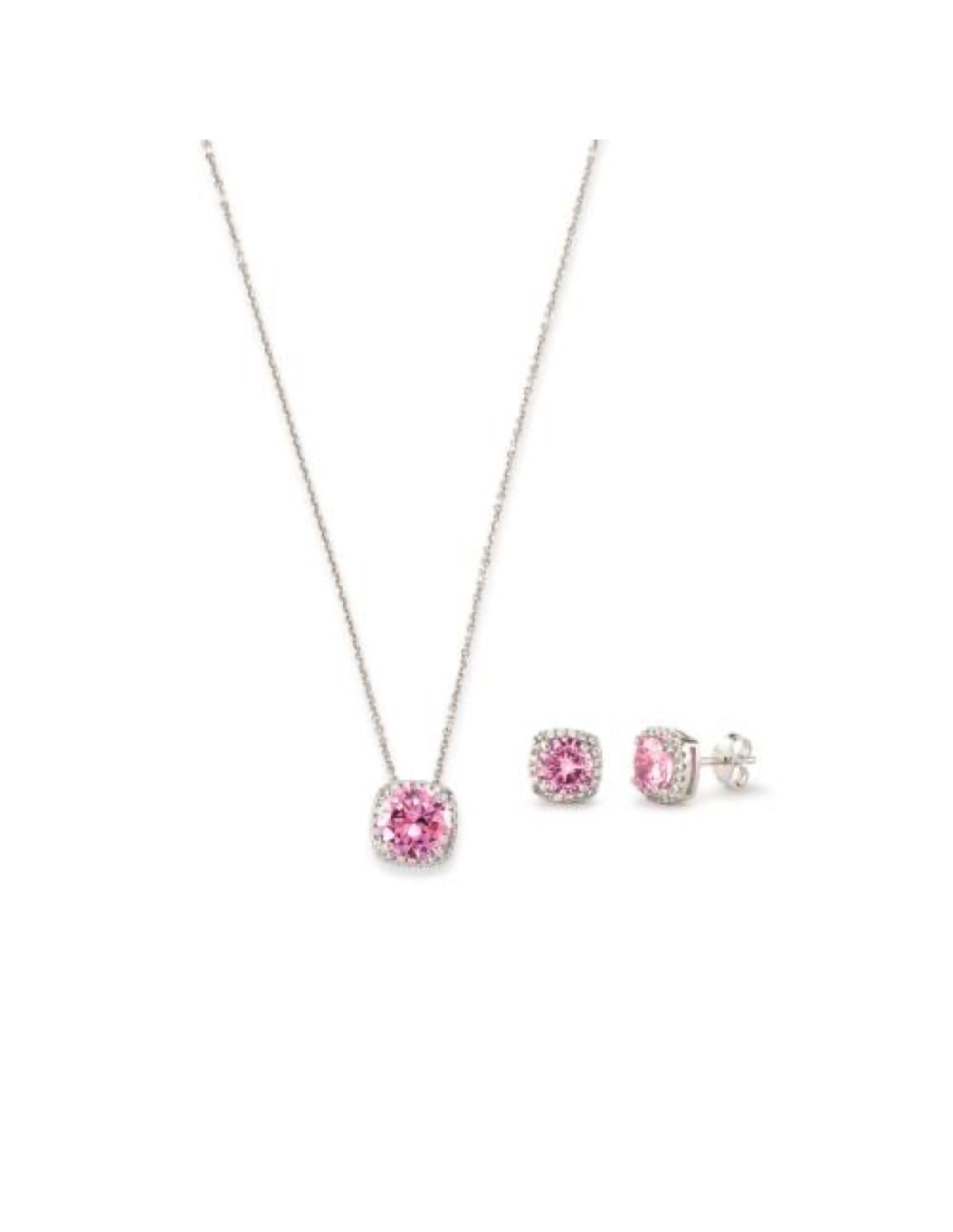 Set Gargantilla – Pendientes Cuadrados Brillantes