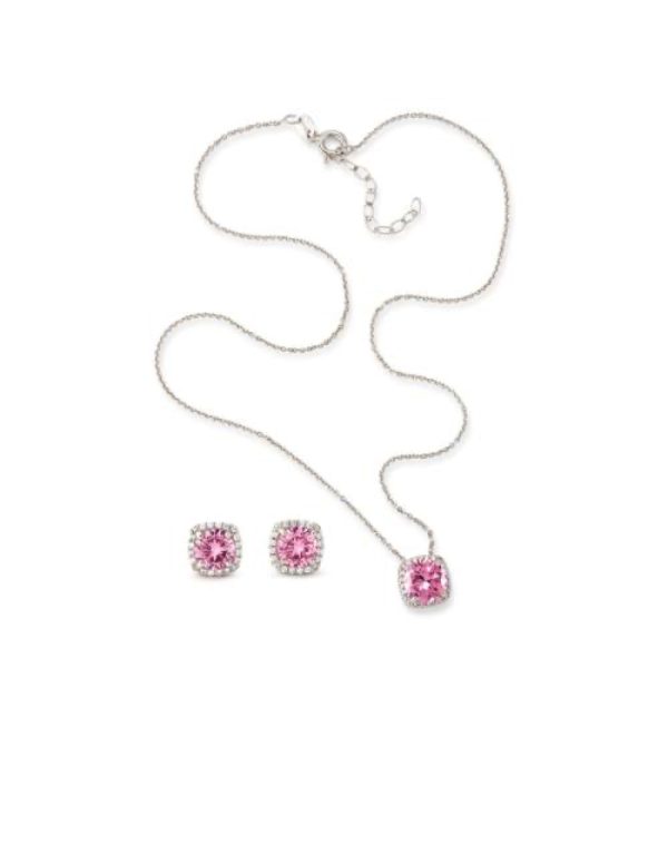 Set Gargantilla + Pendientes Cuadrados Brillantes