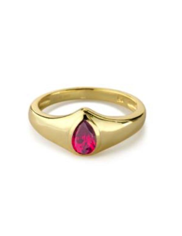Anillo circonita roja clavada