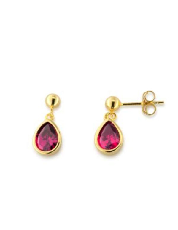 Pendientes circonita roja clavada