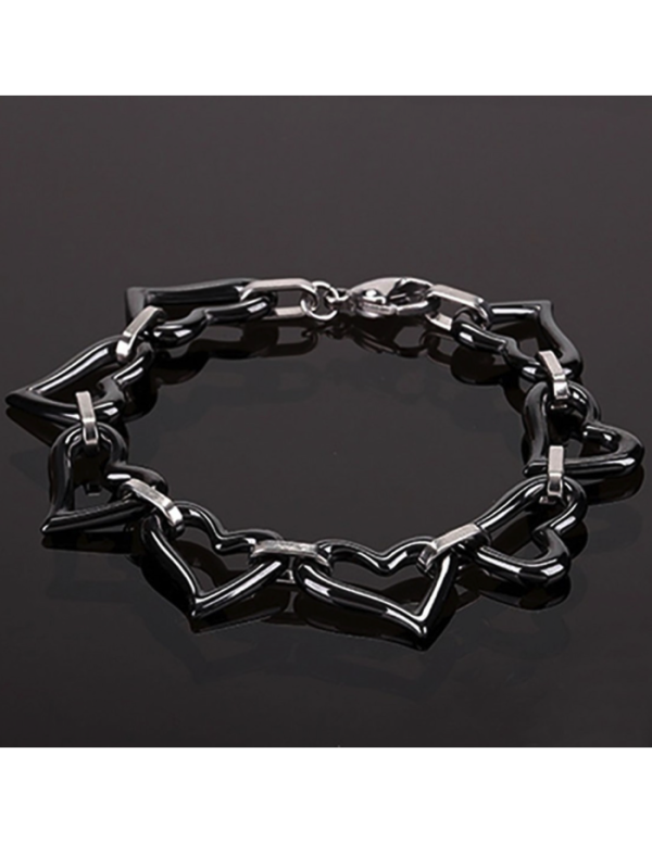 Pulsera eslabones corazones de cerámica