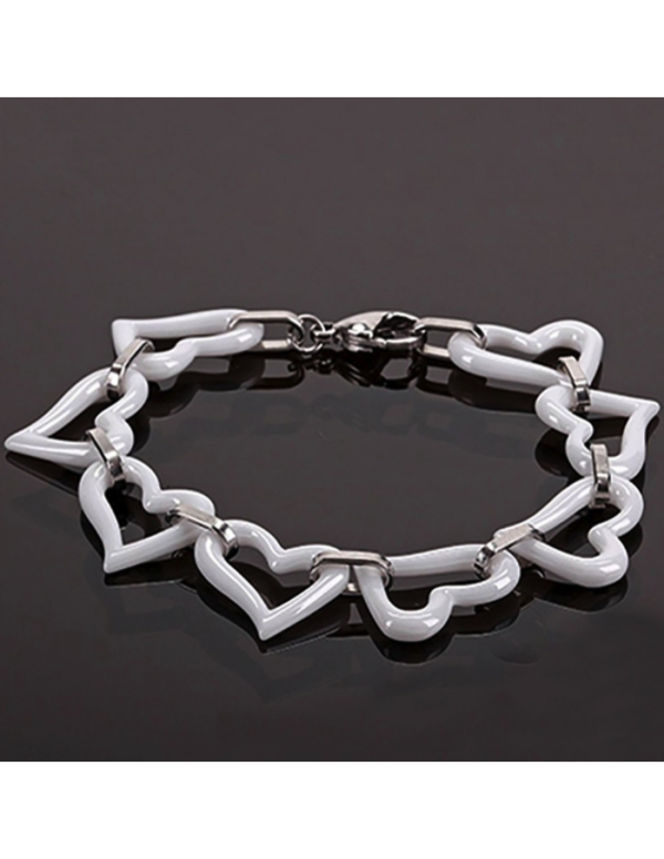Pulsera eslabones corazones de cerámica 1 Pulsera eslabones corazones de cerámica