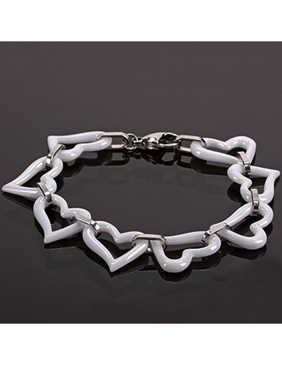 Pulsera eslabones corazones de cerámica