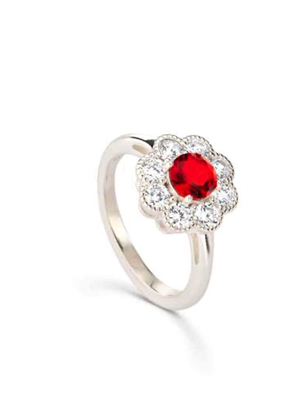 Anillo Genial Plata 925 Piedra Roja Y Circonitas