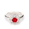 Anillo Genial Plata 925 Piedra Roja Y Circonitas 4 Anillo Plata 925 piedra roja y circonitas