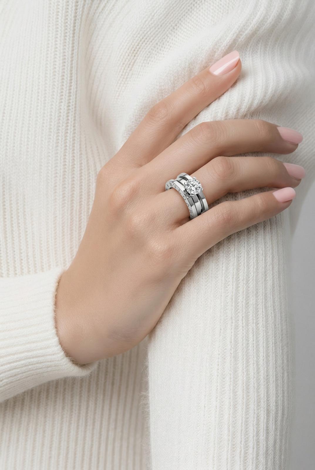 Anillo Acero 316L Gema Italiana Mujer Impecable hover