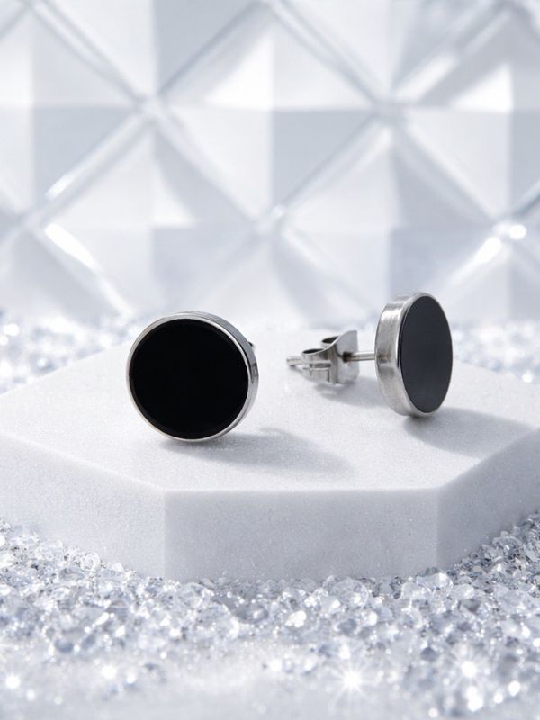 Pendientes Acero 316L Y Acrílico Negro 1 Pendientes Acero 316L Y Acrílico Negro